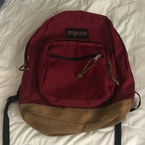 dark red jansport backpack